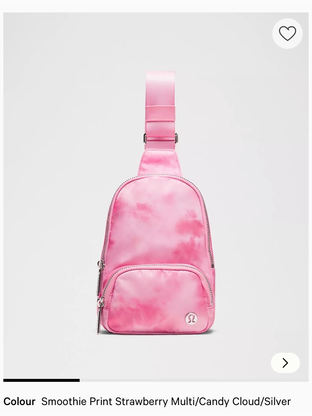 lululemon athletica Pink Tie-Dye Smoothie Print Sling Bag with Silver Accents